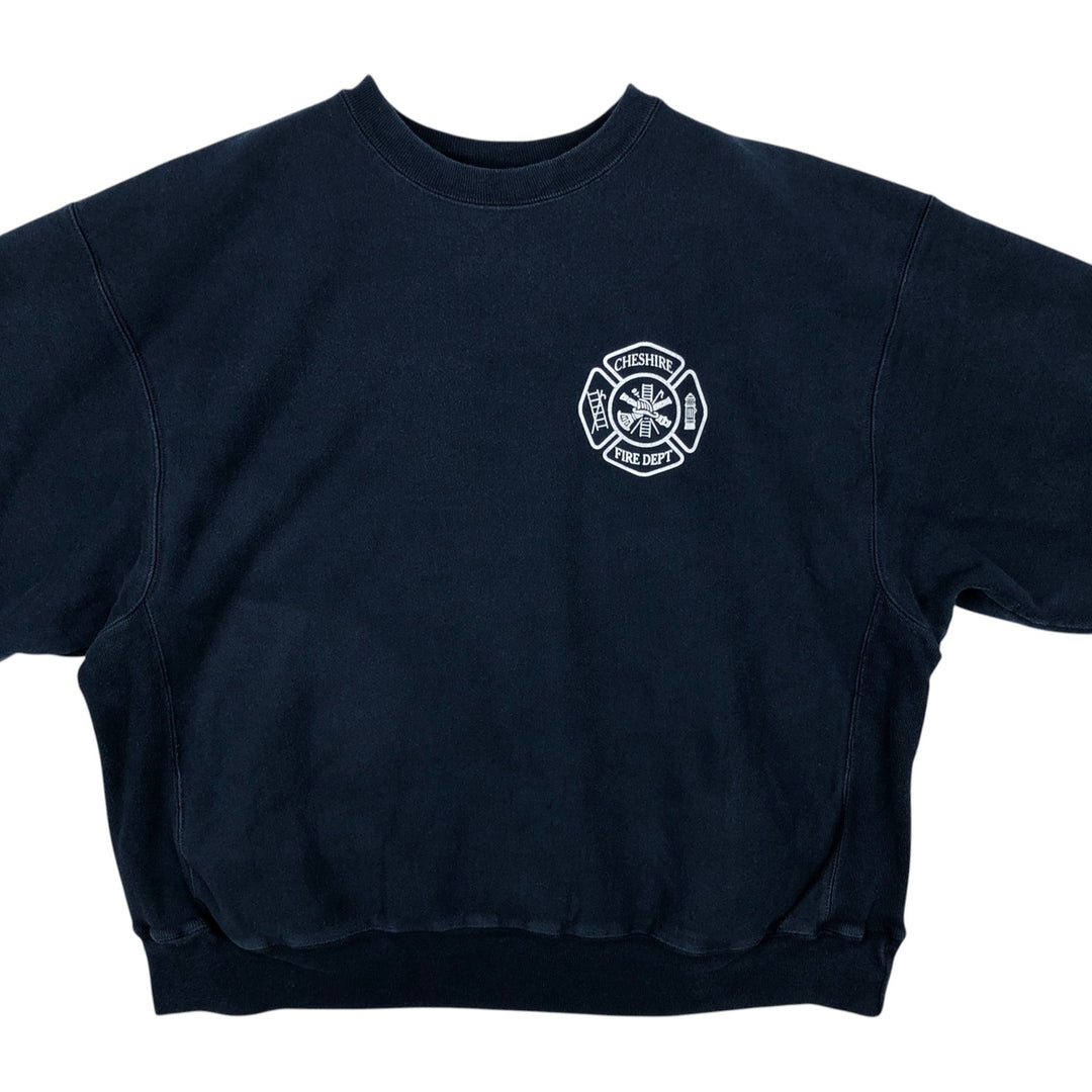 2000'S Champion Premium Reverse Weave Printed Sweatshirt, Men's Size XL cotton navy blue type Vintage Second Hand