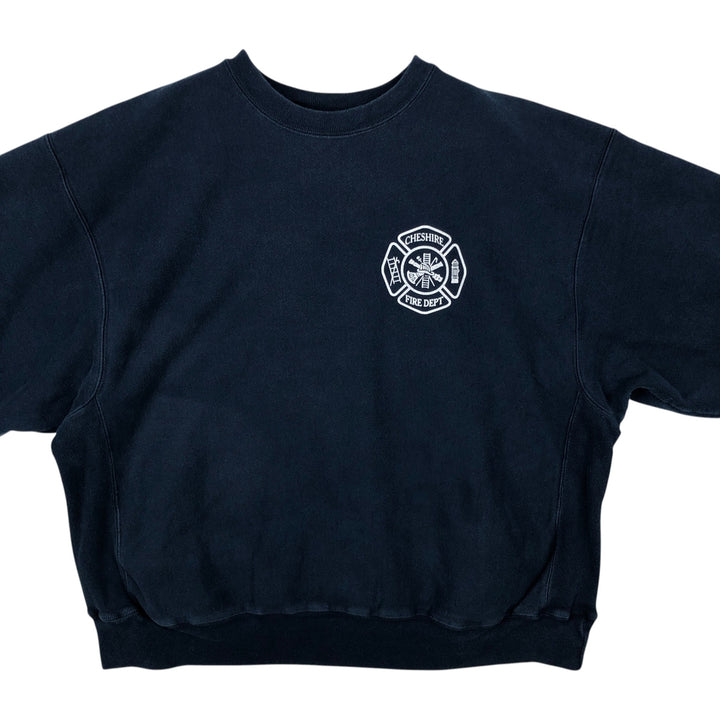 2000'S Champion Premium Reverse Weave Printed Sweatshirt, Men's Size XL cotton navy blue type Vintage Second Hand