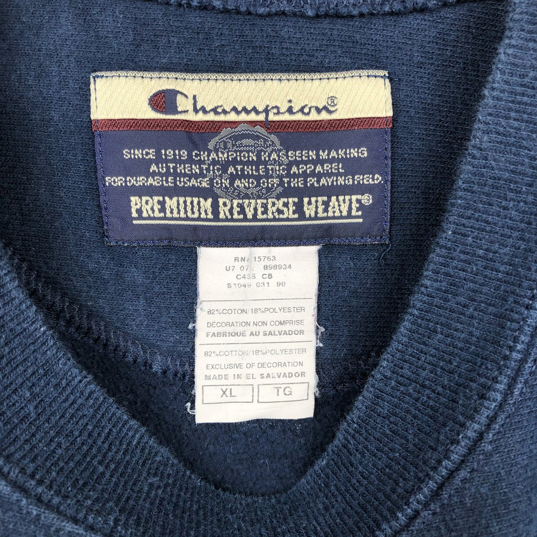 2000'S Champion Premium Reverse Weave Printed Sweatshirt, Men's Size XL cotton navy blue type Vintage Second Hand