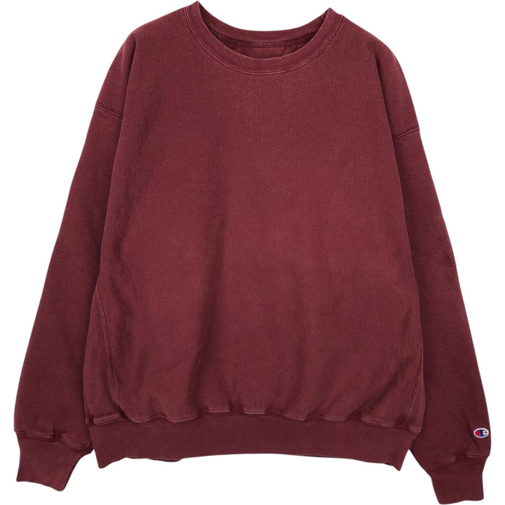 2000'S Champion Premium Reverse Weave Plain Blank Sweatshirt (Men's XXL equivalent) cotton Red type red-purple Vintage Second Hand
