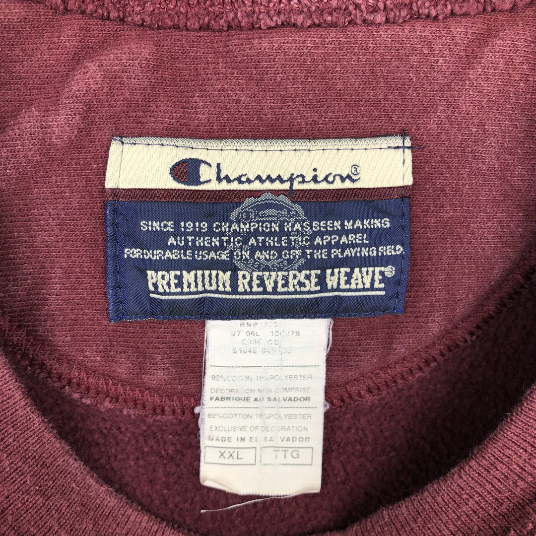 2000'S Champion Premium Reverse Weave Plain Blank Sweatshirt (Men's XXL equivalent) cotton Red type red-purple Vintage Second Hand