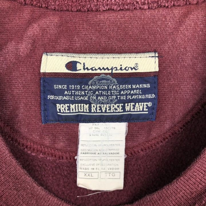 2000'S Champion Premium Reverse Weave Plain Blank Sweatshirt (Men's XXL equivalent) cotton Red type red-purple Vintage Second Hand