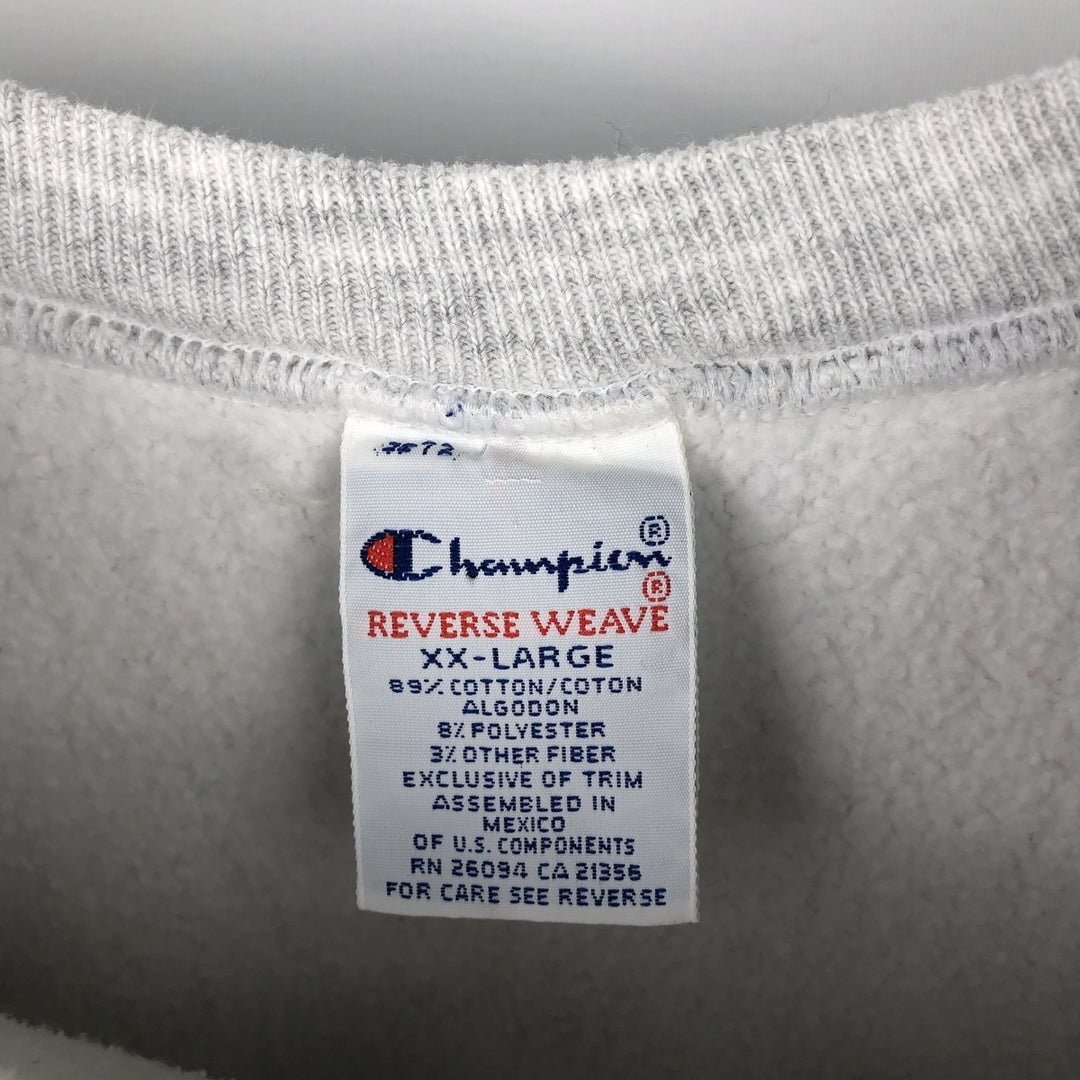 90'S Champion Reverse Weave Embroidered Tag College Sweatshirt, Men's XXL (approx.), Vintage cotton gray type Vintage Second Hand