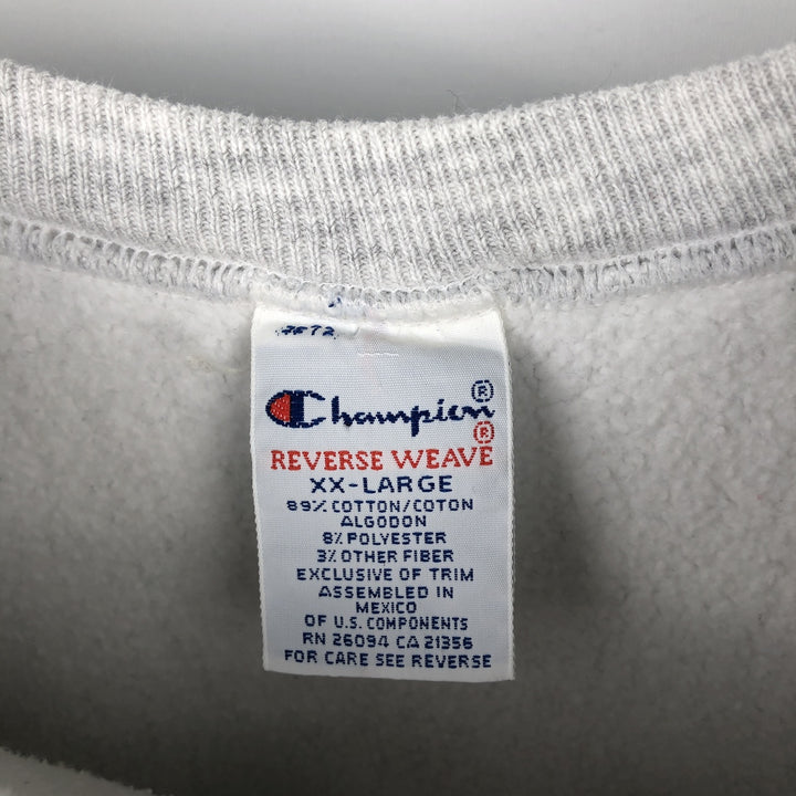 90'S Champion Reverse Weave Embroidered Tag College Sweatshirt, Men's XXL (approx.), Vintage cotton gray type Vintage Second Hand