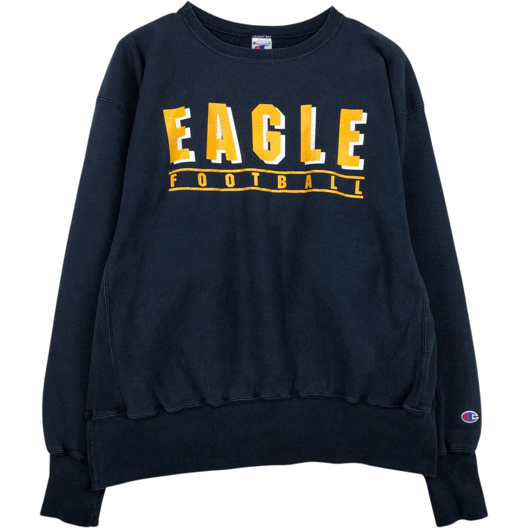 90'S Champion Reverse Weave Embroidered Tag College Sweatshirt Trainer Men's XL Vintage cotton navy blue type Vintage Second Hand