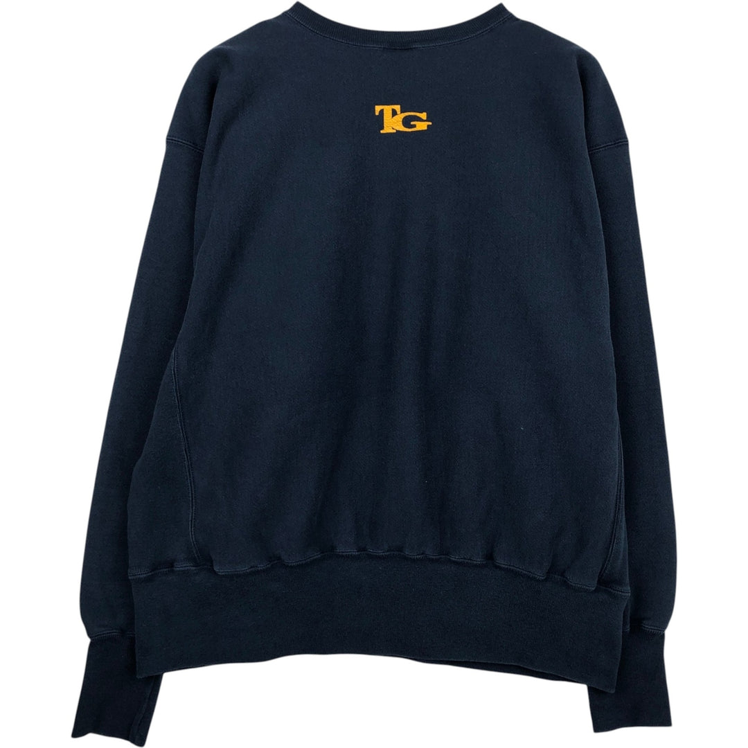 90'S Champion Reverse Weave Embroidered Tag College Sweatshirt Trainer Men's XL Vintage cotton navy blue type Vintage Second Hand