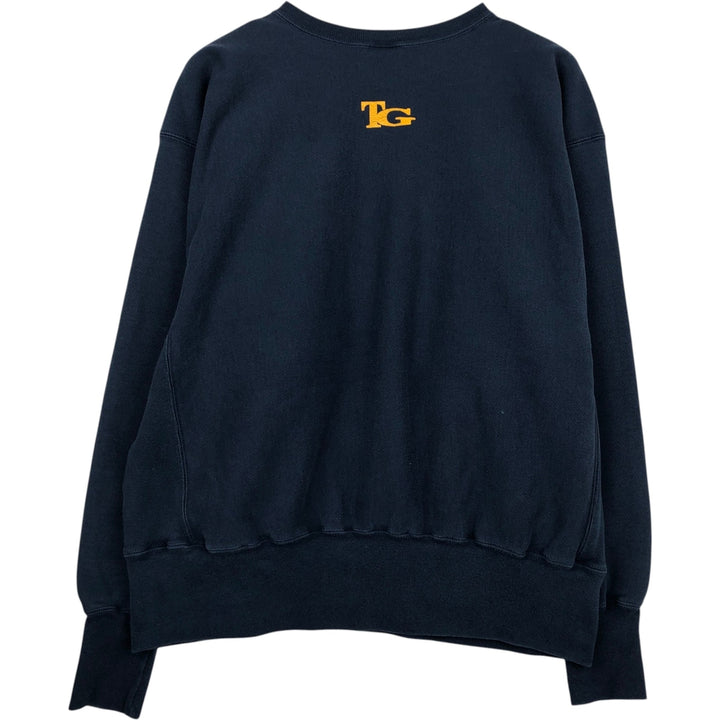 90'S Champion Reverse Weave Embroidered Tag College Sweatshirt Trainer Men's XL Vintage cotton navy blue type Vintage Second Hand