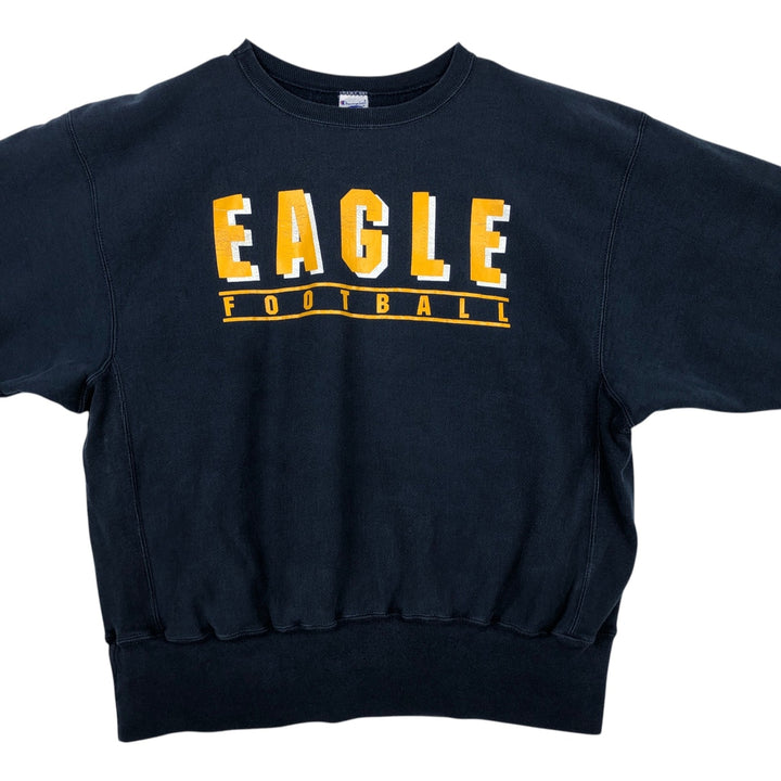 90'S Champion Reverse Weave Embroidered Tag College Sweatshirt Trainer Men's XL Vintage cotton navy blue type Vintage Second Hand