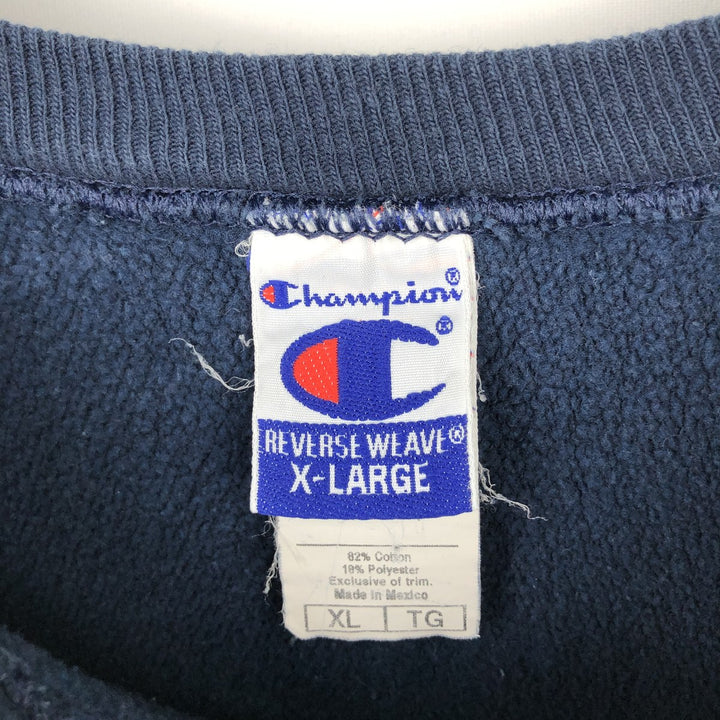 90'S Champion Reverse Weave Embroidered Tag College Sweatshirt Trainer Men's XL Vintage cotton navy blue type Vintage Second Hand