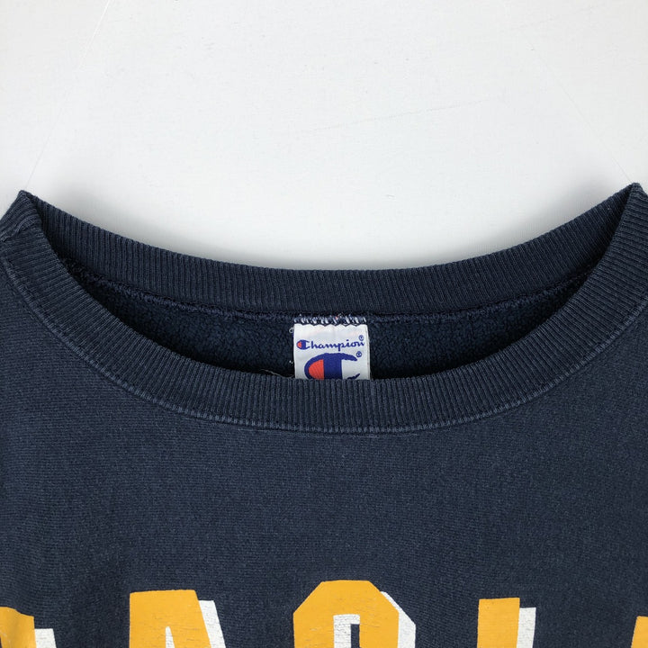 90'S Champion Reverse Weave Embroidered Tag College Sweatshirt Trainer Men's XL Vintage cotton navy blue type Vintage Second Hand