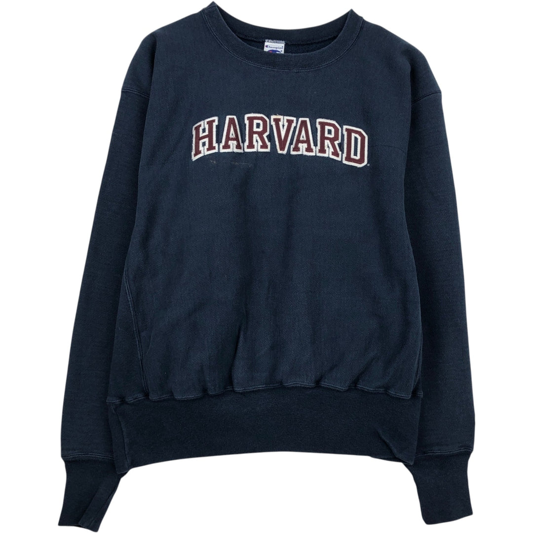90'S Champion Reverse Weave Embroidered Tag College Sweatshirt Trainer Men's Size L Vintage cotton navy blue type Vintage Second Hand