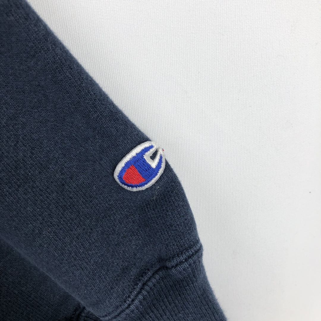 90'S Champion Reverse Weave Embroidered Tag College Sweatshirt Trainer Men's Size L Vintage cotton navy blue type Vintage Second Hand