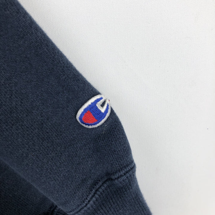 90'S Champion Reverse Weave Embroidered Tag College Sweatshirt Trainer Men's Size L Vintage cotton navy blue type Vintage Second Hand