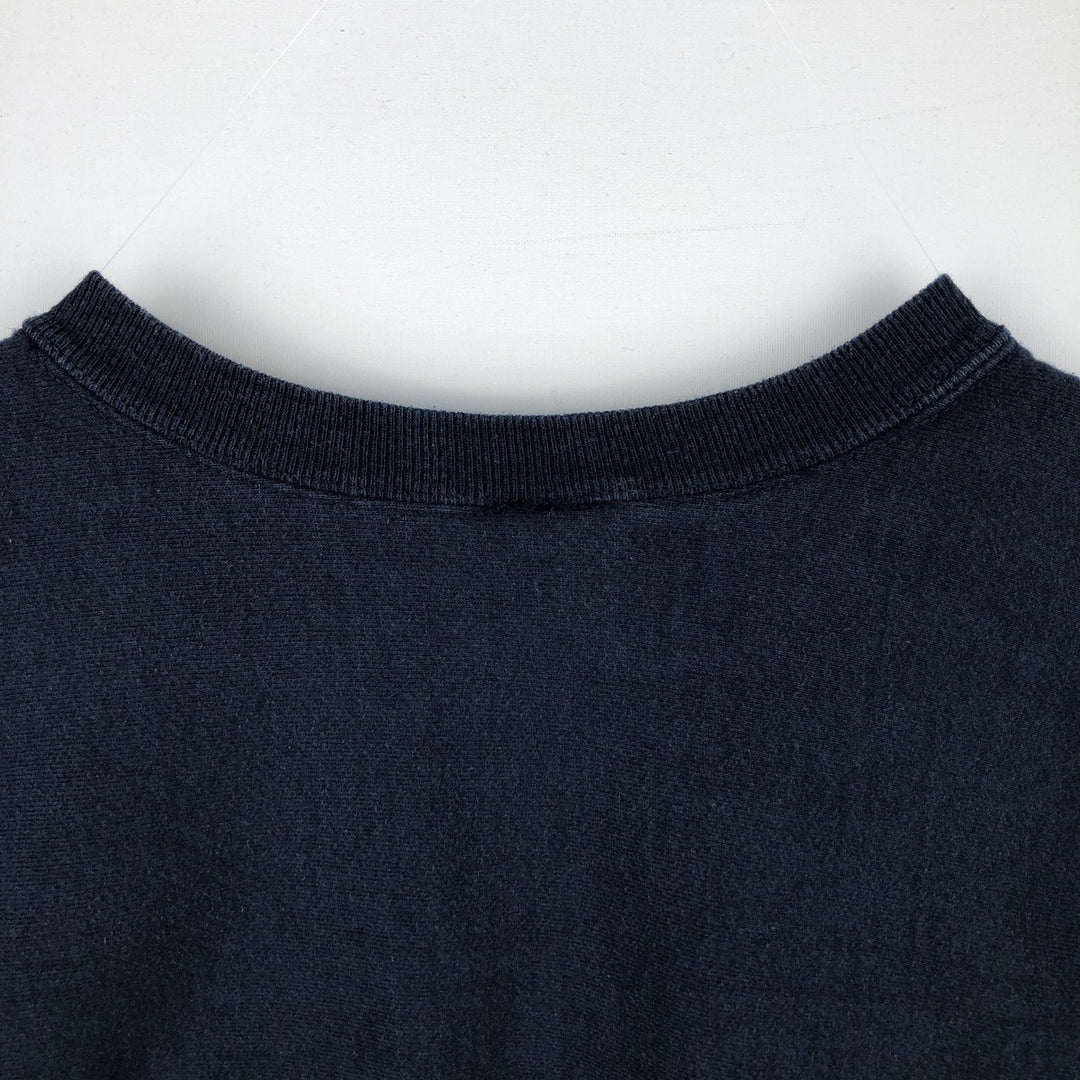 90'S Champion Reverse Weave Embroidered Tag College Sweatshirt Trainer Men's Size L Vintage cotton navy blue type Vintage Second Hand