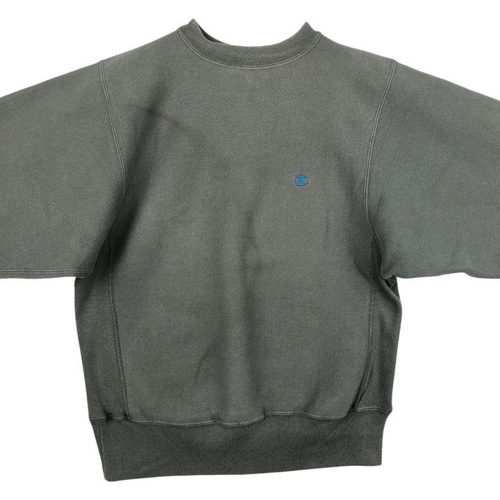 Champion Reverse Weave Embroidered Tag One-Point Logo Sweatshirt, Men's Size M (Equivalent), Vintage cotton Khaki type Vintage Second Hand