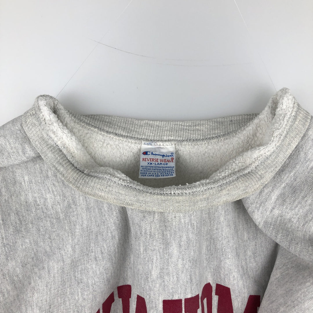 90'S Champion Reverse Weave Embroidered Tag College Sweatshirt Trainer Made in USA Men's XXL Vintage cotton gray type Vintage Second Hand
