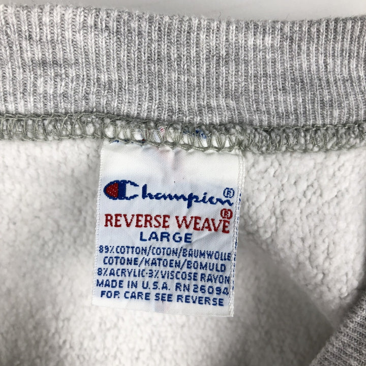 90'S Champion Reverse Weave Embroidered Tag College Sweatshirt Trainer Made in USA Men's L Vintage cotton gray type Vintage Second Hand