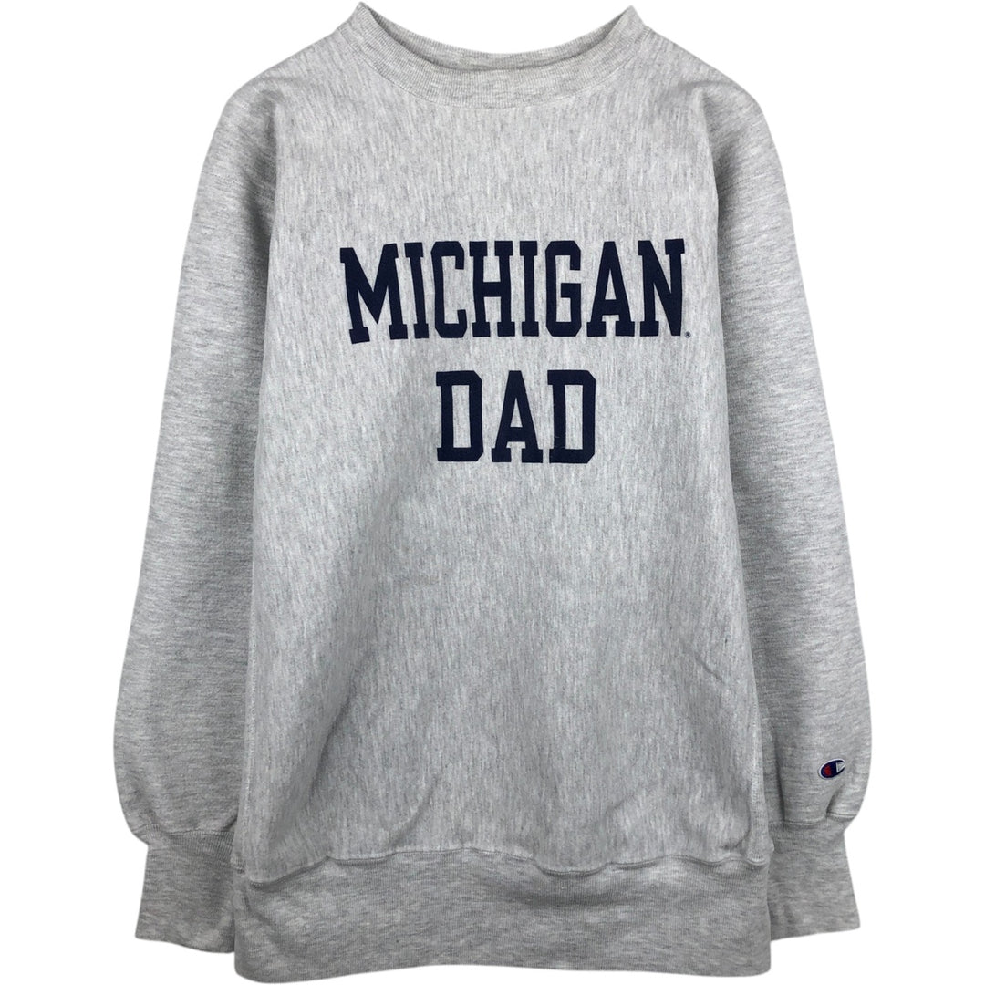 90'S Champion Reverse Weave Embroidered Tag University of Michigan College Sweatshirt, Made in USA, Men's XL equivalent. cotton gray type Vintage Second Hand