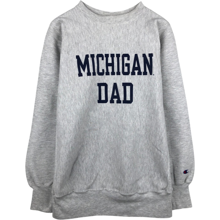 90'S Champion Reverse Weave Embroidered Tag University of Michigan College Sweatshirt, Made in USA, Men's XL equivalent. cotton gray type Vintage Second Hand