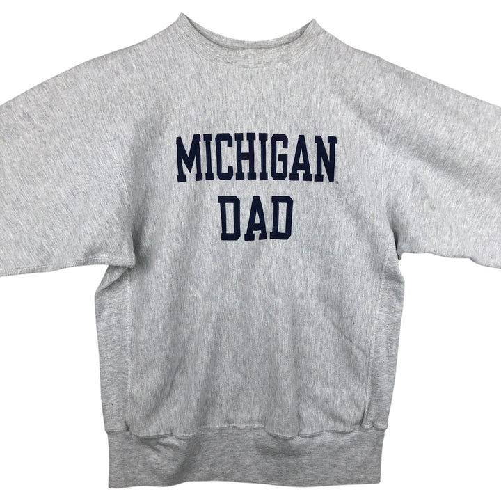 90'S Champion Reverse Weave Embroidered Tag University of Michigan College Sweatshirt, Made in USA, Men's XL equivalent. cotton gray type Vintage Second Hand