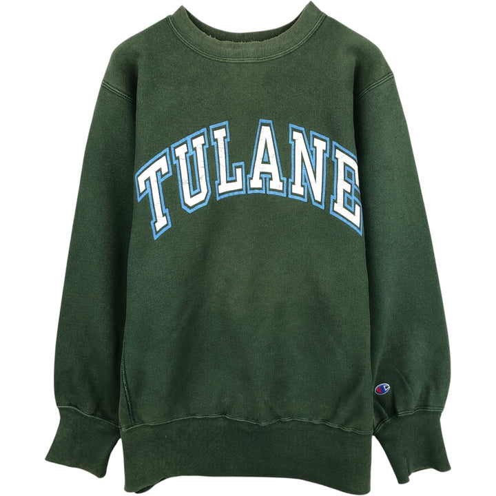 90'S Champion Reverse Weave Embroidered Tag College Sweatshirt Trainer Made in USA Men's L Vintage cotton Green type dark green Vintage Second Hand