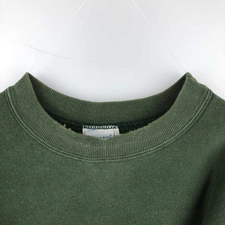 90'S Champion Reverse Weave Embroidered Tag College Sweatshirt Trainer Made in USA Men's L Vintage cotton Green type dark green Vintage Second Hand