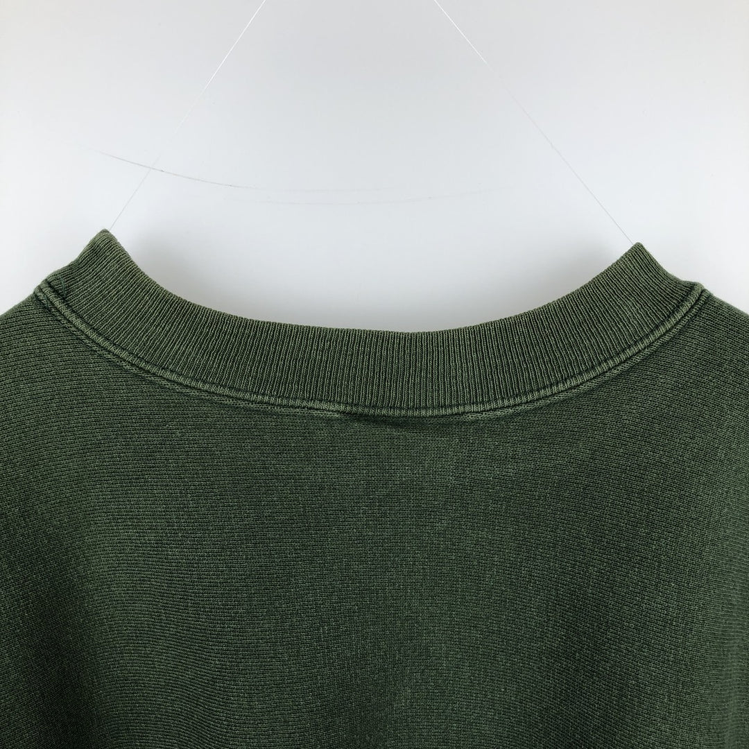 90'S Champion Reverse Weave Embroidered Tag College Sweatshirt Trainer Made in USA Men's L Vintage cotton Green type dark green Vintage Second Hand