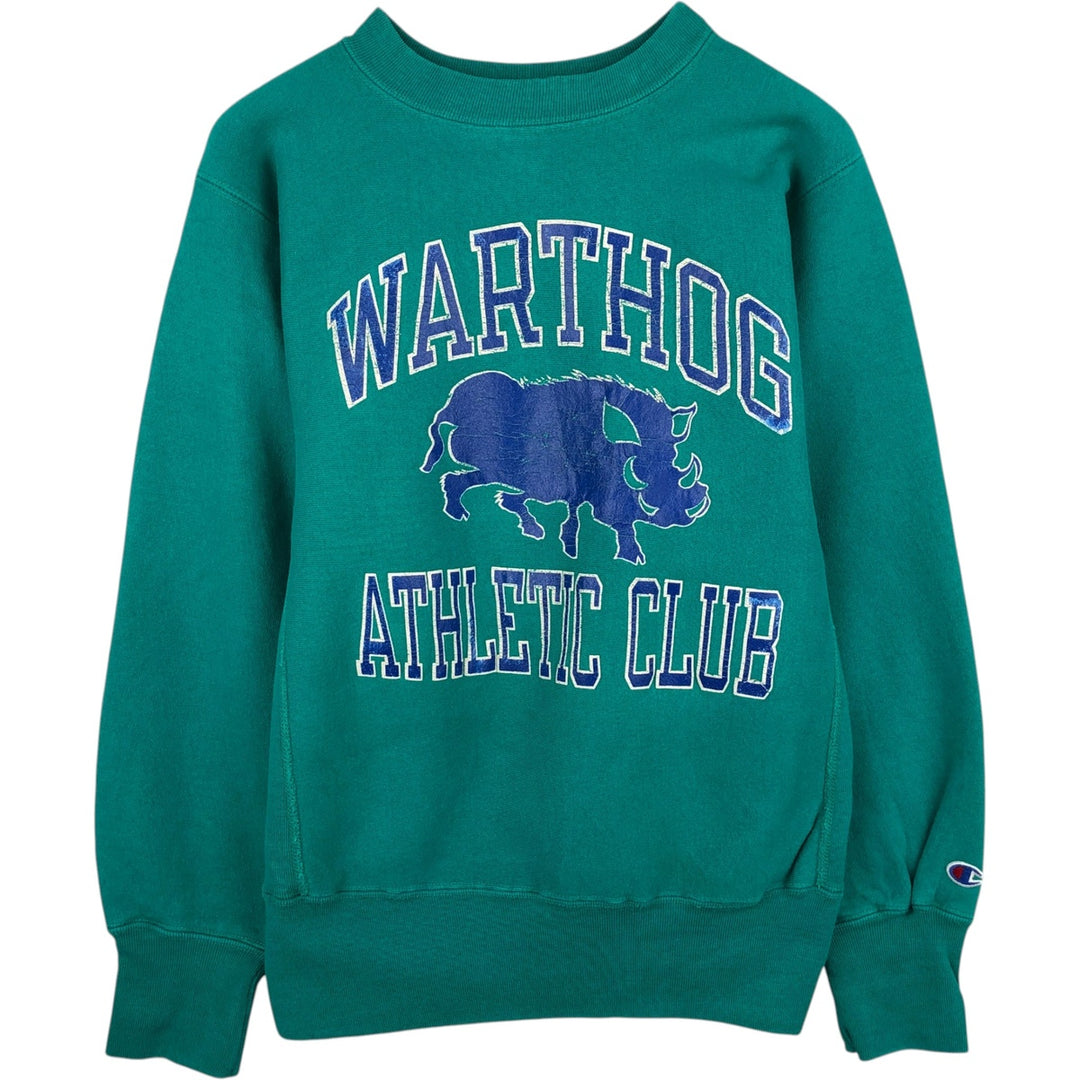 90'S Champion Reverse Weave Embroidered Tag Print Sweatshirt, Made in USA, Men's Size M (Equivalent), Vintage cotton green type Vintage Second Hand
