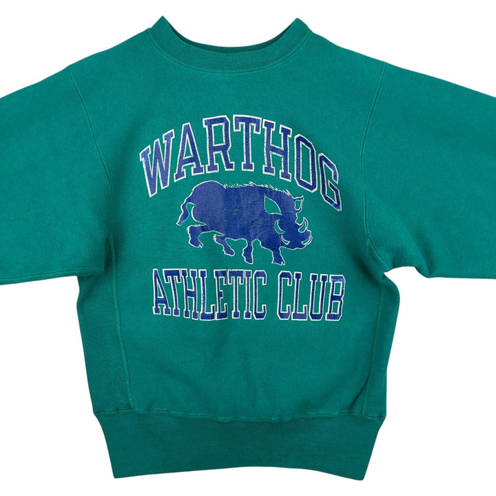 90'S Champion Reverse Weave Embroidered Tag Print Sweatshirt, Made in USA, Men's Size M (Equivalent), Vintage cotton green type Vintage Second Hand