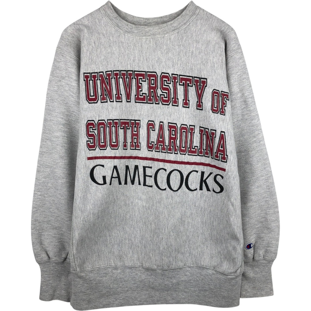 90'S Champion Reverse Weave Embroidered Tag College Sweatshirt Trainer Made in USA Men's L Vintage cotton gray type Vintage Second Hand