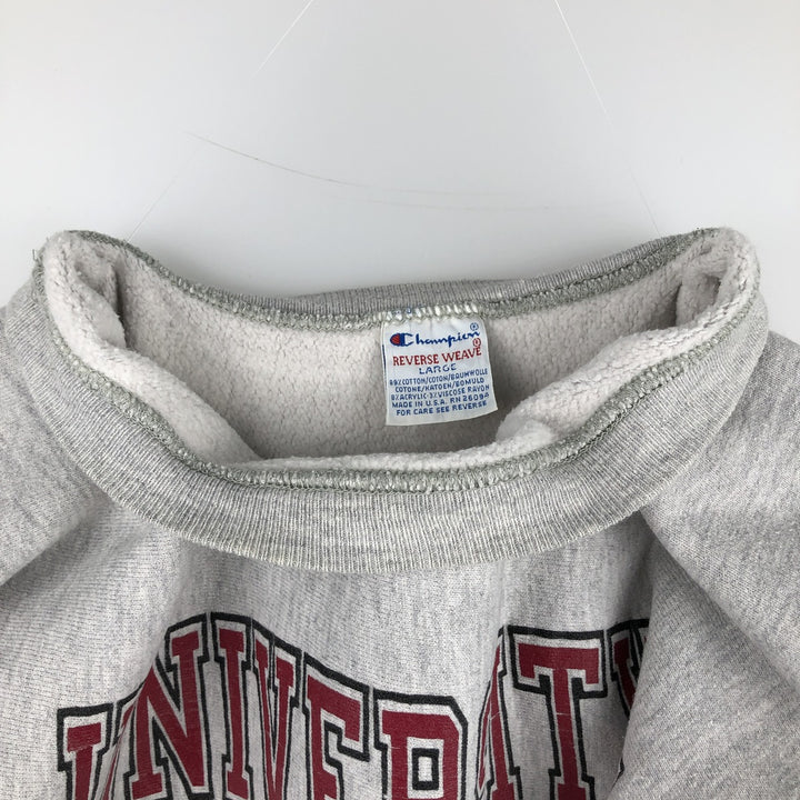 90'S Champion Reverse Weave Embroidered Tag College Sweatshirt Trainer Made in USA Men's L Vintage cotton gray type Vintage Second Hand