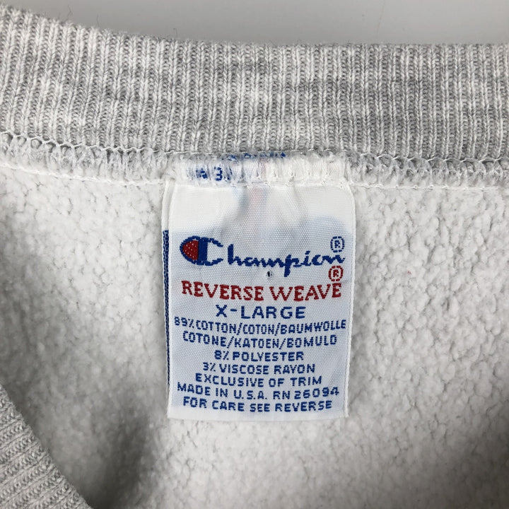 90'S Champion Reverse Weave Embroidered Tag Printed Sweatshirt Trainer Made in USA Men's XL Vintage cotton gray type Vintage Second Hand