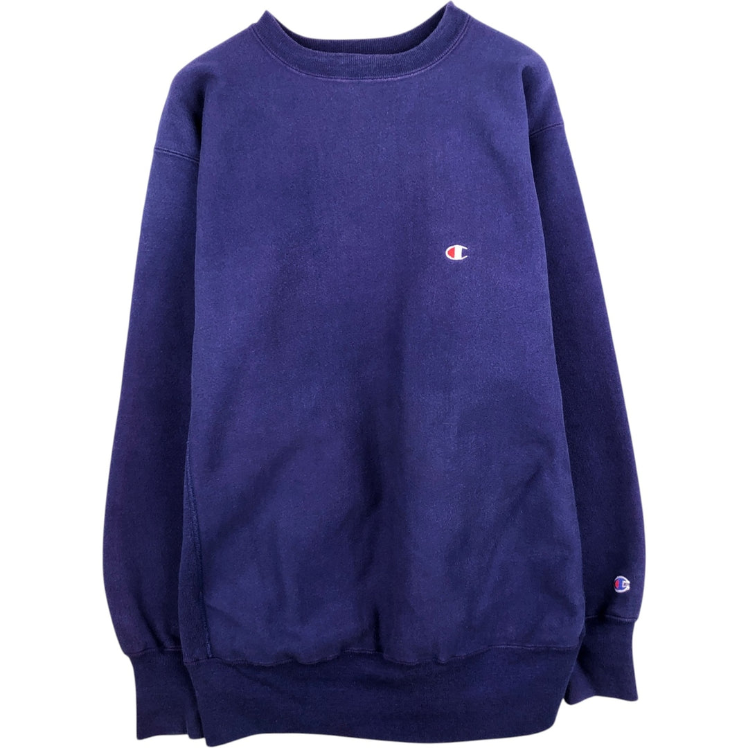 90'S Champion Reverse Weave Embroidered Tag One Point Logo Sweatshirt Trainer Made in USA Men's XL cotton purple type Vintage Second Hand