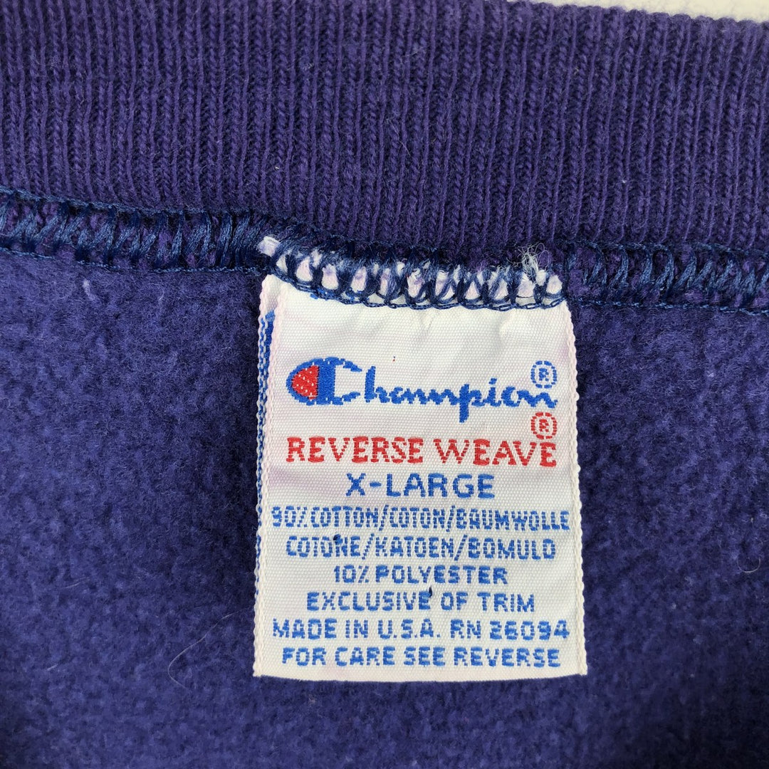 90'S Champion Reverse Weave Embroidered Tag One Point Logo Sweatshirt Trainer Made in USA Men's XL cotton purple type Vintage Second Hand
