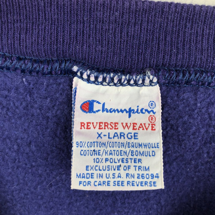90'S Champion Reverse Weave Embroidered Tag One Point Logo Sweatshirt Trainer Made in USA Men's XL cotton purple type Vintage Second Hand