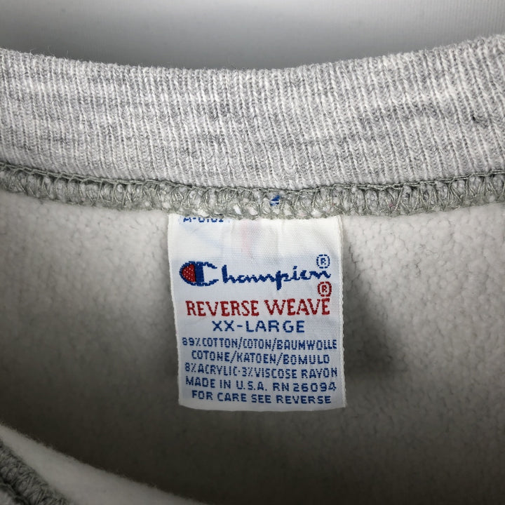 90'S Champion Reverse Weave One-Point Logo Sweatshirt, Made in USA, Men's XXL equivalent, Vintage cotton gray type Vintage Second Hand