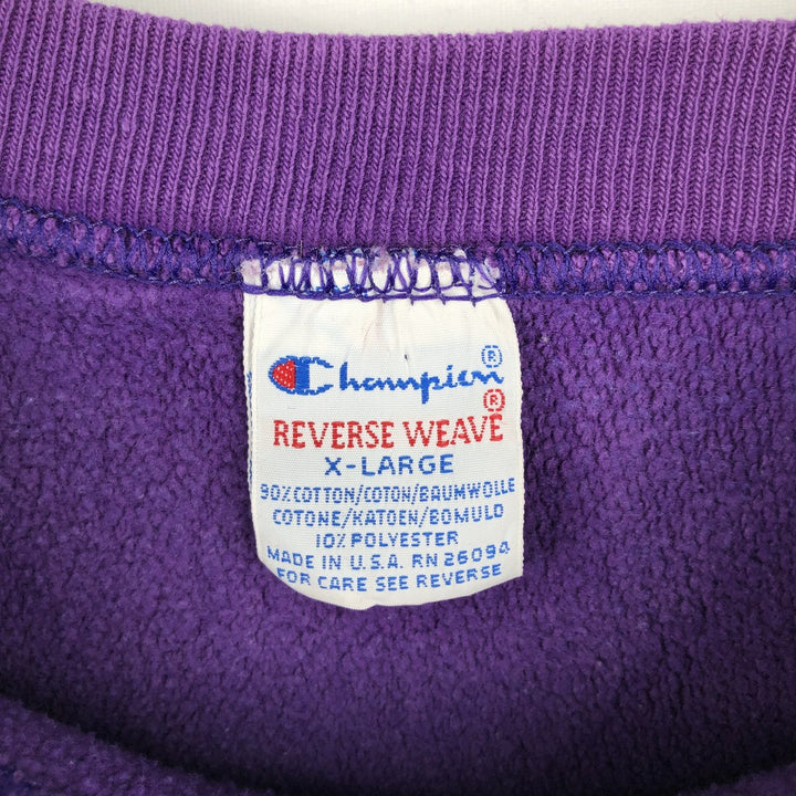 90'S Champion Reverse Weave Embroidered Tag College Sweatshirt Trainer Made in USA Men's XL Vintage cotton purple type Vintage Second Hand