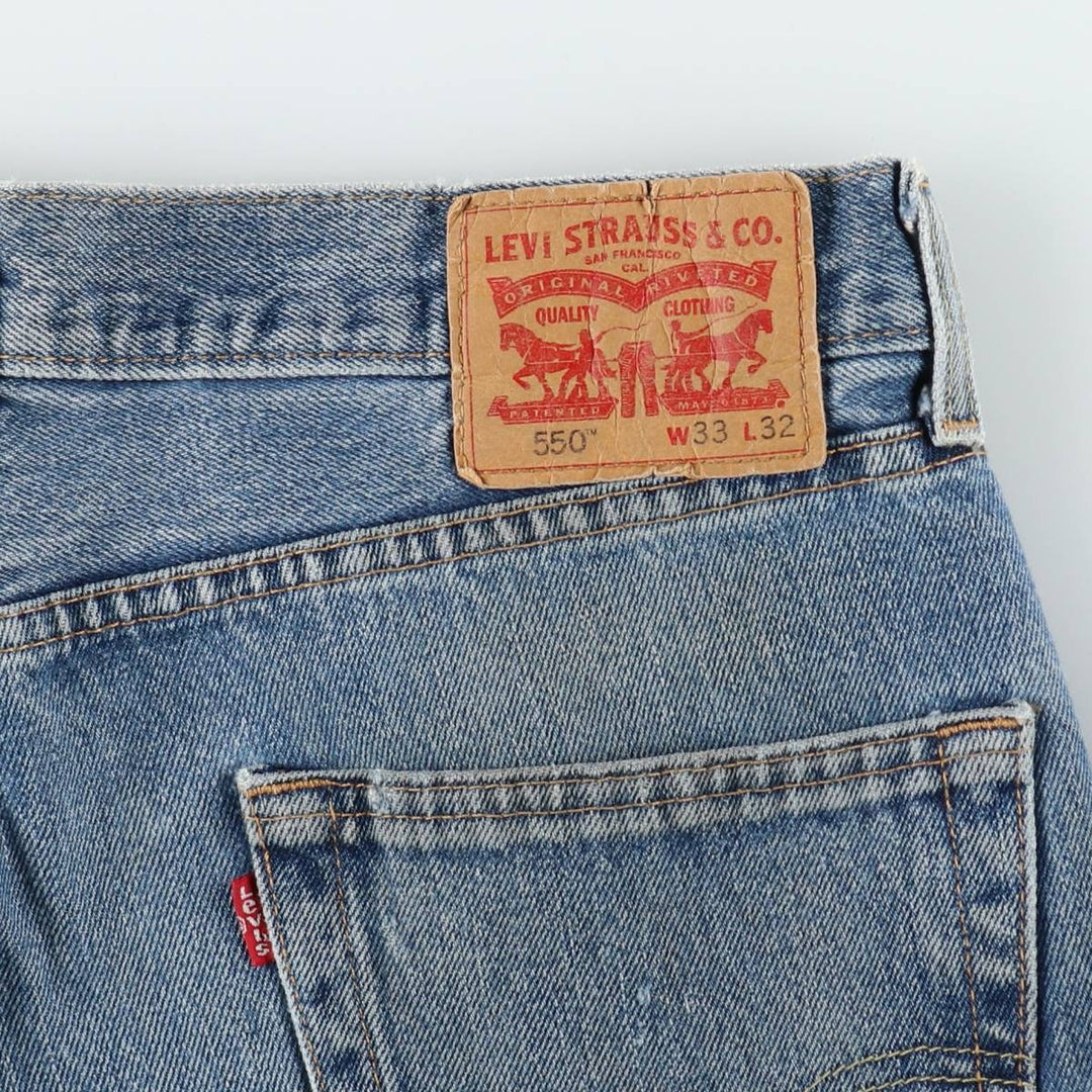 Levi's 550 tapered denim pants for men, size W34 cotton blue type Vintage Second Hand