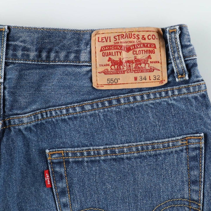 Levi's 550 Relaxed Fit Tapered Denim Pants for Men, W34 equivalent cotton blue type Vintage Second Hand