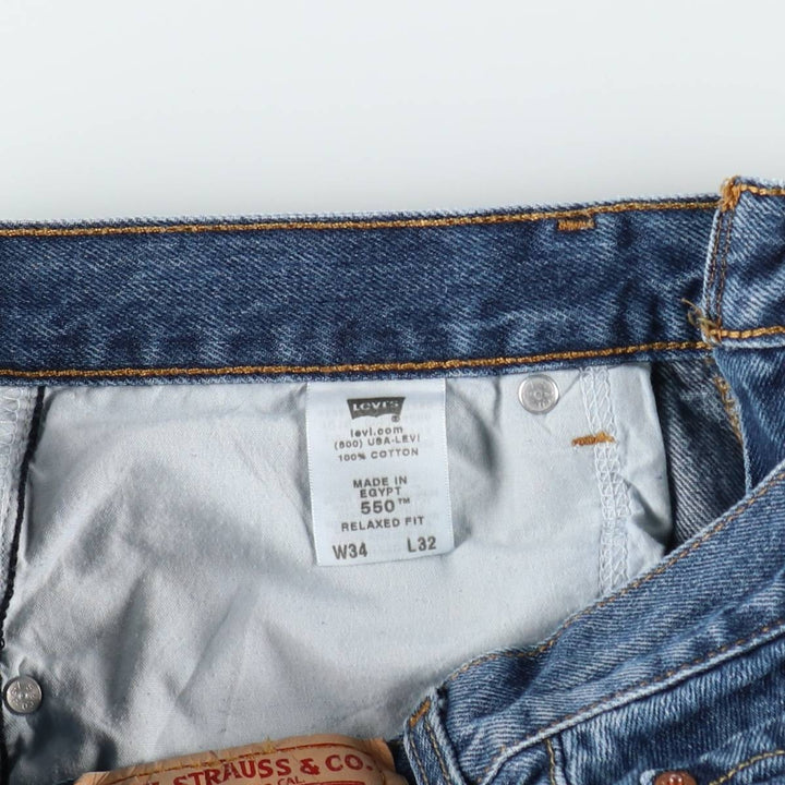 Levi's 550 Relaxed Fit Tapered Denim Pants for Men, W34 equivalent cotton blue type Vintage Second Hand