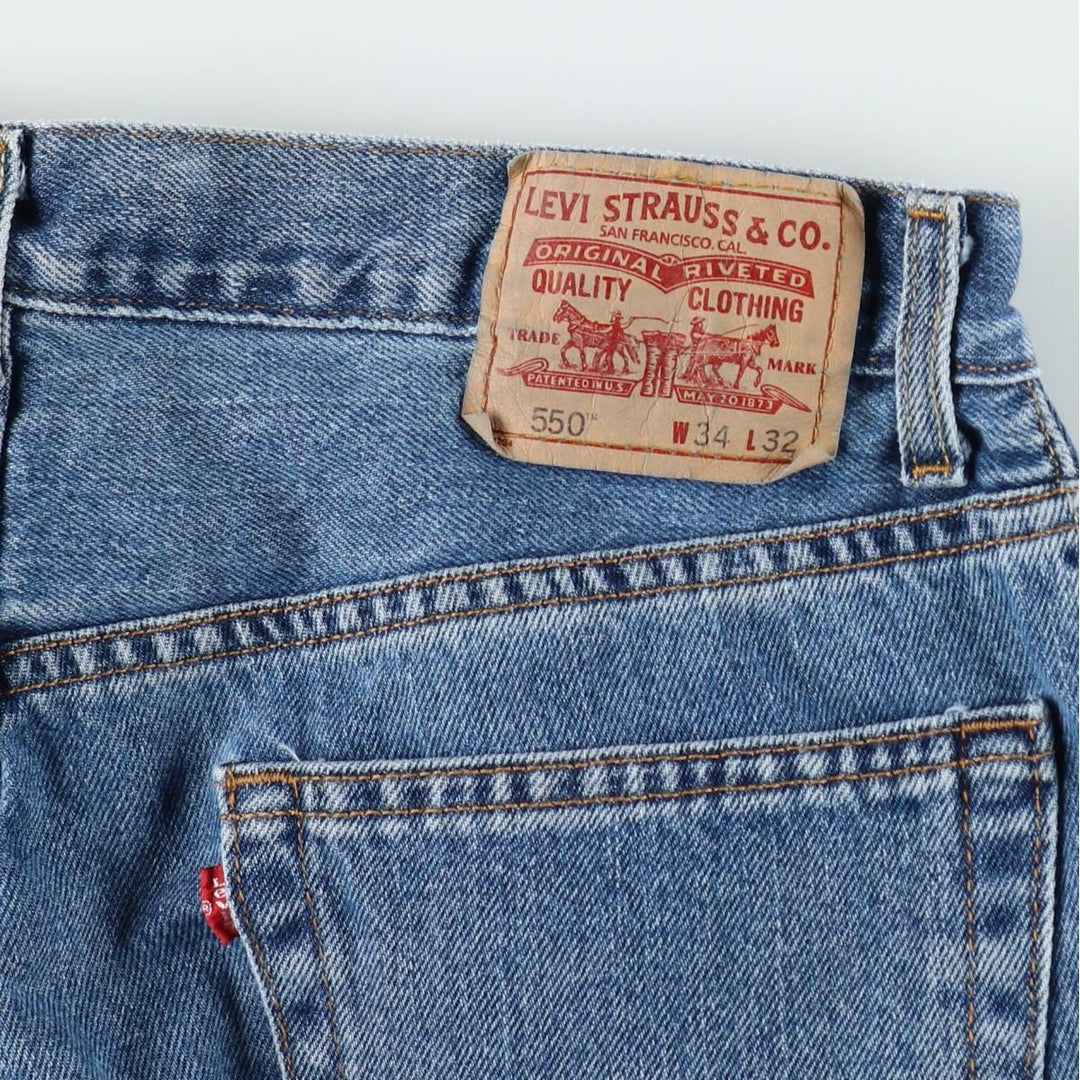 Levi's 550 Relaxed Fit Tapered Denim Pants for Men, W34 equivalent cotton blue type Vintage Second Hand