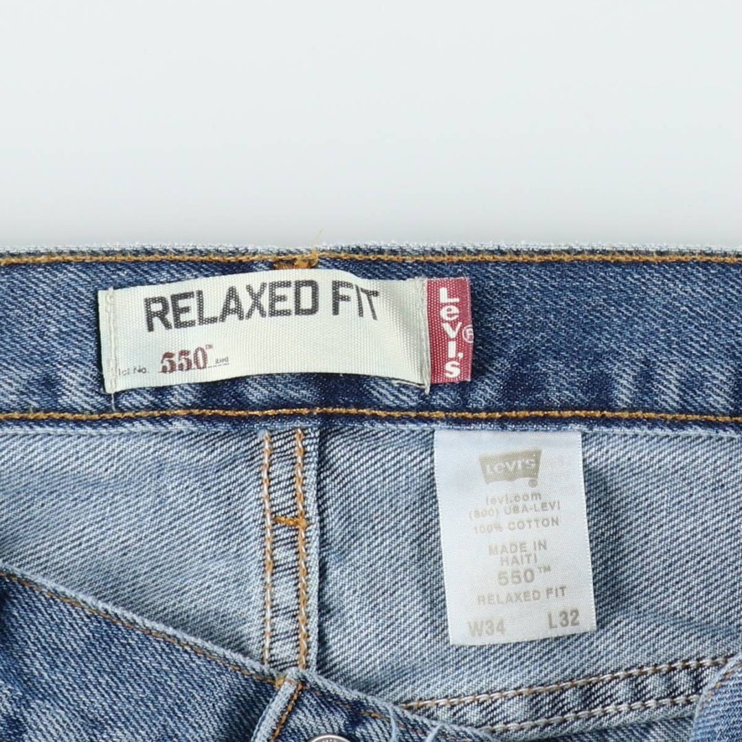Levi's 550 Relaxed Fit Tapered Denim Pants for Men, W34 equivalent cotton blue type Vintage Second Hand