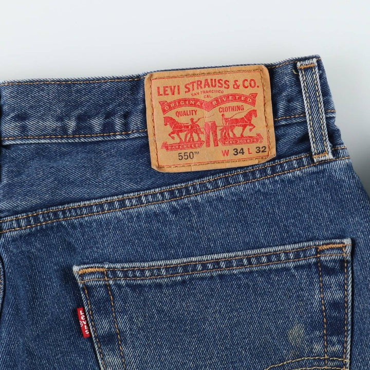 Levi's 550 tapered denim pants for men, size W34 cotton blue type Vintage Second Hand