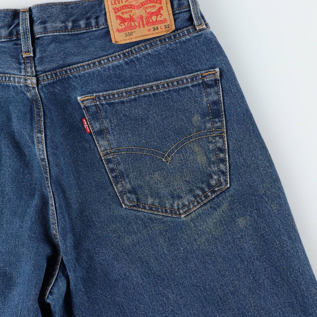 Levi's 550 tapered denim pants for men, size W34 cotton blue type Vintage Second Hand