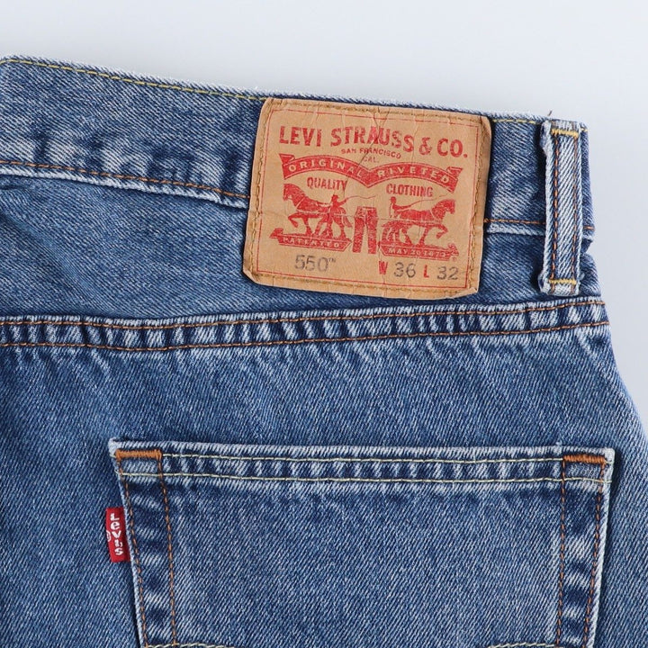 Levi's 550 tapered denim pants for men, size W34 cotton blue type Vintage Second Hand