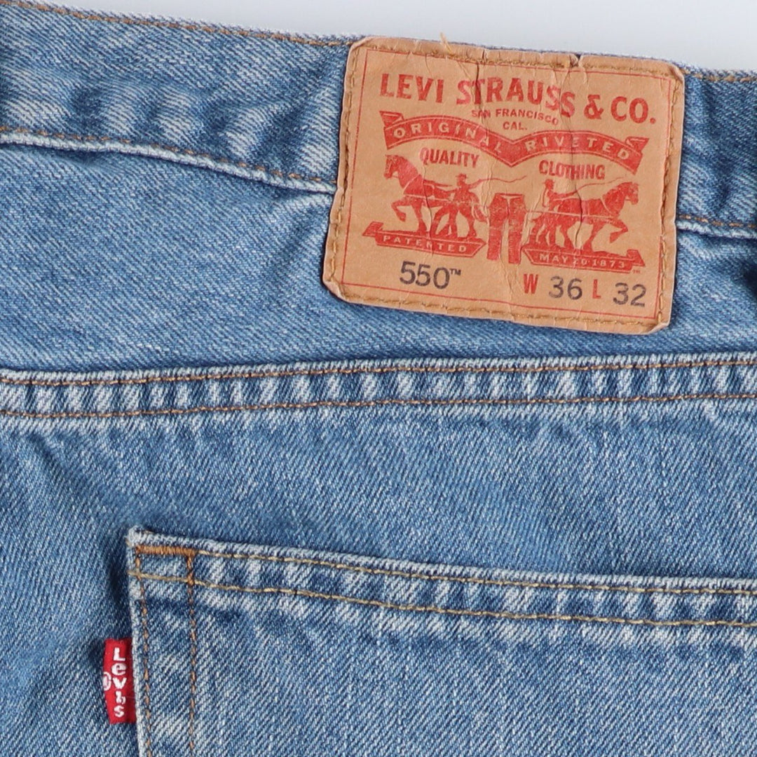 Levi's 550 tapered denim pants for men, size W34 cotton blue type Vintage Second Hand