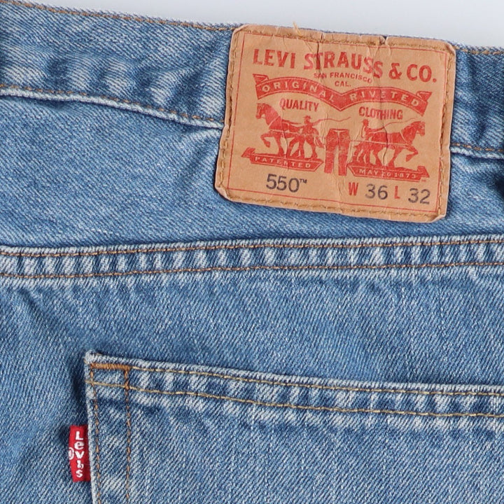 Levi's 550 tapered denim pants for men, size W34 cotton blue type Vintage Second Hand