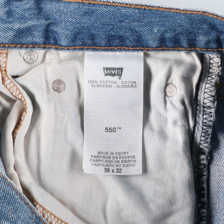 Levi's 550 tapered denim pants for men, size W34 cotton blue type Vintage Second Hand
