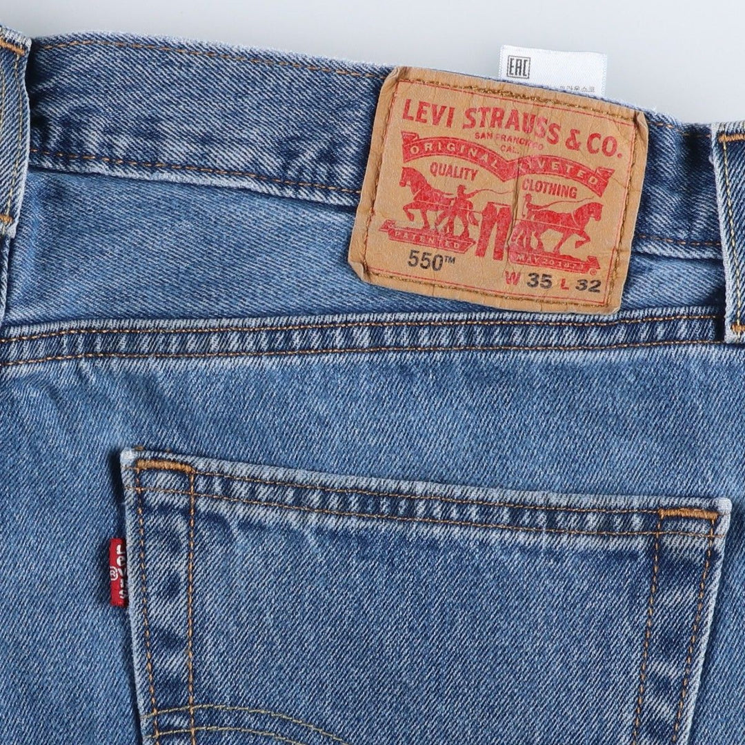 Levi's 550 tapered denim pants for men, size w35 cotton blue type Vintage Second Hand