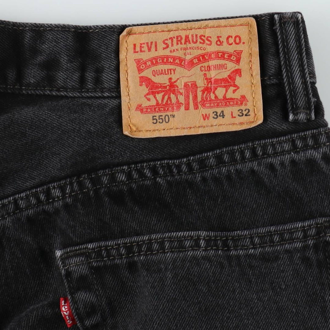 Levi's 550 Black Denim Tapered Jeans, Men's Size W33 (approx.), Vintage cotton black type Vintage Second Hand